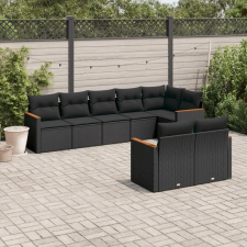 vidaXL 8 részes fekete polyrattan kerti ülőgarnitúra párnákkal kerti bútor
