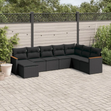 vidaXL 8 részes fekete polyrattan kerti ülőgarnitúra párnákkal kerti bútor