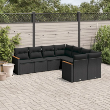 vidaXL 8 részes fekete polyrattan kerti ülőgarnitúra párnákkal kerti bútor