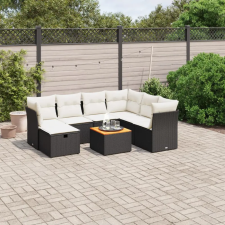 vidaXL 8 részes fekete polyrattan kerti ülőgarnitúra párnákkal kerti bútor