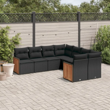 vidaXL 8 részes fekete polyrattan kerti ülőgarnitúra párnákkal kerti bútor