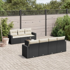 vidaXL 8 részes fekete polyrattan kerti ülőgarnitúra párnákkal kerti bútor
