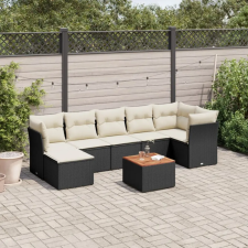 vidaXL 8 részes fekete polyrattan kerti ülőgarnitúra párnákkal kerti bútor