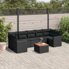 vidaXL 8 részes fekete polyrattan kerti ülőgarnitúra párnákkal kerti bútor