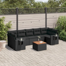 vidaXL 8 részes fekete polyrattan kerti ülőgarnitúra párnákkal kerti bútor