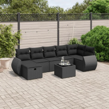 vidaXL 8 részes fekete polyrattan kerti ülőgarnitúra párnákkal kerti bútor
