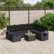 vidaXL 8 részes fekete polyrattan kerti ülőgarnitúra párnákkal kerti bútor