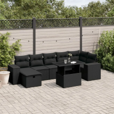 vidaXL 8-részes fekete polyrattan kerti ülőgarnitúra párnákkal kerti bútor