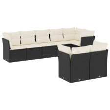 vidaXL 8 részes fekete polyrattan kerti ülőgarnitúra párnákkal (3217906) kerti bútor