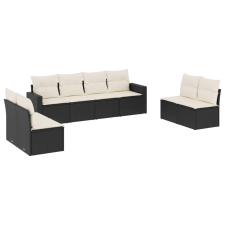 vidaXL 8 részes fekete polyrattan kerti ülőgarnitúra párnákkal (3218836) kerti bútor