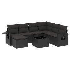 vidaXL 8 részes fekete polyrattan kerti ülőgarnitúra párnákkal (3220504) kerti bútor