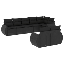 vidaXL 8 részes fekete polyrattan kerti ülőgarnitúra párnákkal (3221614) kerti bútor
