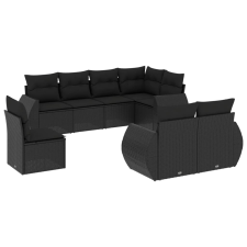 vidaXL 8 részes fekete polyrattan kerti ülőgarnitúra párnákkal (3221634) kerti bútor