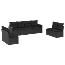 vidaXL 8 részes fekete polyrattan kerti ülőgarnitúra párnákkal (3225887) kerti bútor