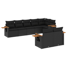 vidaXL 8 részes fekete polyrattan kerti ülőgarnitúra párnákkal (3226986) kerti bútor