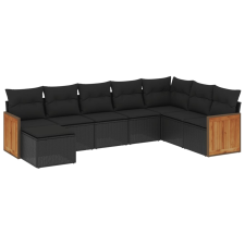 vidaXL 8 részes fekete polyrattan kerti ülőgarnitúra párnákkal (3227924) kerti bútor