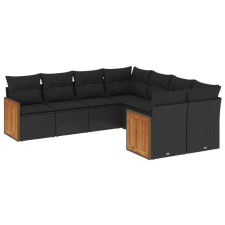 vidaXL 8 részes fekete polyrattan kerti ülőgarnitúra párnákkal (3228232) kerti bútor