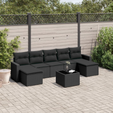 vidaXL 8 részes fekete polyrattan kerti ülőgarnitúra párnákkal (3251682) kerti bútor