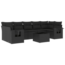vidaXL 8 részes fekete polyrattan kerti ülőgarnitúra párnákkal (3252272) kerti bútor