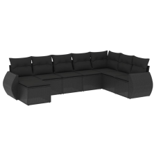 vidaXL 8 részes fekete polyrattan kerti ülőgarnitúra párnákkal (3254092) kerti bútor