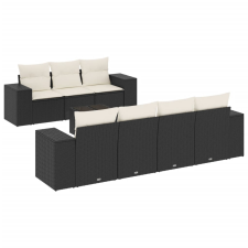 vidaXL 8 részes fekete polyrattan kerti ülőgarnitúra párnákkal (3254663) kerti bútor