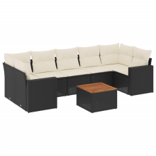 vidaXL 8 részes fekete polyrattan kerti ülőgarnitúra párnákkal (3256364) kerti bútor