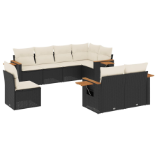 vidaXL 8 részes fekete polyrattan kerti ülőgarnitúra párnákkal (3259403) kerti bútor
