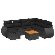 vidaXL 8 részes fekete polyrattan kerti ülőgarnitúra párnákkal (3265073) kerti bútor