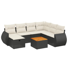 vidaXL 8 részes fekete polyrattan kerti ülőgarnitúra párnákkal (3265074) kerti bútor