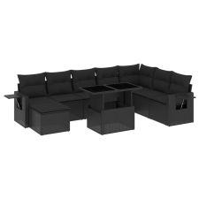vidaXL 8 részes fekete polyrattan kerti ülőgarnitúra párnákkal (3268065) kerti bútor