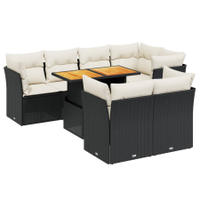 vidaXL 8 részes fekete polyrattan kerti ülőgarnitúra párnákkal (3270706) kerti bútor