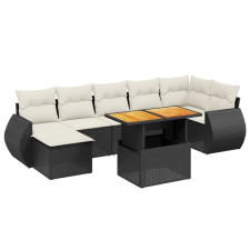 vidaXL 8 részes fekete polyrattan kerti ülőgarnitúra párnákkal (3272302) kerti bútor