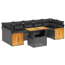 vidaXL 8 részes fekete polyrattan kerti ülőgarnitúra párnákkal (3273869) kerti bútor