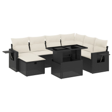 vidaXL 8 részes fekete polyrattan kerti ülőgarnitúra párnákkal (3274996) kerti bútor