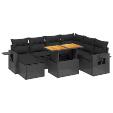 vidaXL 8 részes fekete polyrattan kerti ülőgarnitúra párnákkal (3275715) kerti bútor