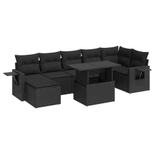 vidaXL 8 részes fekete polyrattan kerti ülőgarnitúra párnákkal (3326516) kerti bútor