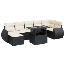 vidaXL 8 részes fekete polyrattan kerti ülőgarnitúra párnákkal (3326677) kerti bútor