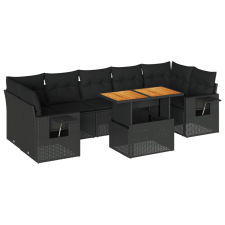 vidaXL 8 részes fekete polyrattan kerti ülőgarnitúra párnákkal (3327121) kerti bútor