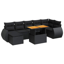 vidaXL 8 részes fekete polyrattan kerti ülőgarnitúra párnákkal (3327289) kerti bútor