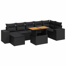 vidaXL 8 részes fekete polyrattan kerti ülőgarnitúra párnákkal (3327401) kerti bútor