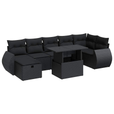 vidaXL 8 részes fekete polyrattan kerti ülőgarnitúra párnákkal (3327905) kerti bútor