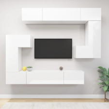 vidaXL 8 részes magasfényű fehér forgácslap TV-szekrényszett bútor