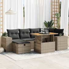 vidaXL 8 részes szürke polyrattan akácfa kerti ülőgarnitúra párnákkal kerti bútor