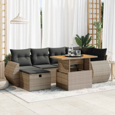 vidaXL 8 részes szürke polyrattan akácfa kerti ülőgarnitúra párnákkal kerti bútor
