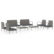vidaXL 8 részes szürke polyrattan kerti bútorszett párnákkal (3095967) kerti bútor