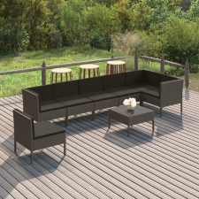 vidaXL 8 részes szürke polyrattan kerti ülőgarnitúra párnákkal kerti bútor