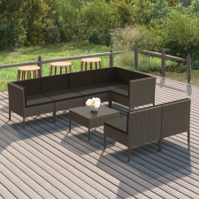 vidaXL 8 részes szürke polyrattan kerti ülőgarnitúra párnákkal kerti bútor