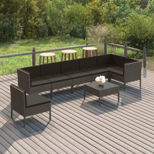 vidaXL 8 részes szürke polyrattan kerti ülőgarnitúra párnákkal kerti bútor