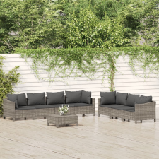 vidaXL 8 részes szürke polyrattan kerti ülőgarnitúra párnákkal kerti bútor