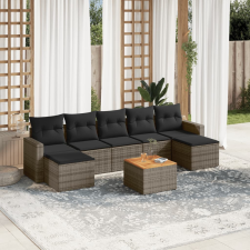 vidaXL 8-részes szürke polyrattan kerti ülőgarnitúra párnákkal kerti bútor